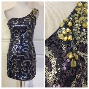 Terry Costa sequin one shoulder dress